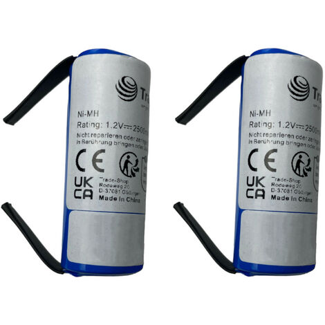 2x Trade-Shop Ni-MH Akku 1,2V 2,5Ah kompatibel mit Braun Oral-B Professional Care Triumph 3764 4717 4736 450 500 550 600 650 690 700 750 / 42x17mm