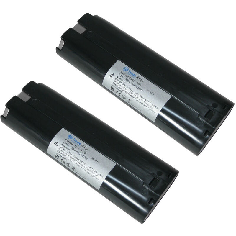 Image of 2x Trade-Shop Premium Akku 7,2V / 3300mAh für Makita 6075D 6075DW 6072DW 6172D 6172DW 6710DW 6900DW 6912D 6912DW 60D 6010DL 6012D 6015D 6015DWE 6016D