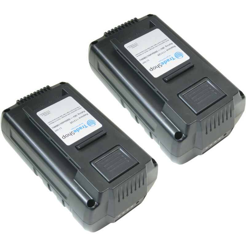 Image of Trade Shop - 2x Trade-Shop Premium Li-Ion Akku 36V / 3000mAh / 108Wh für al-ko Akku Grastrimmer gt 36 Li, Akku Heckenschere ht 36 Li, Akku Laubbläser