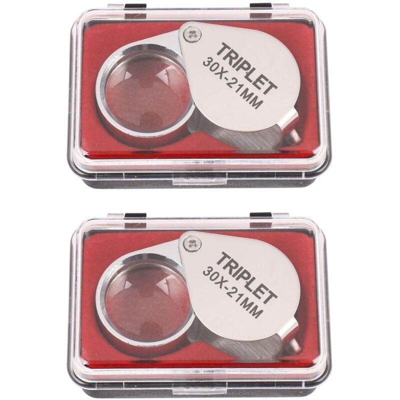 Image of 2X Tragbare 30X Power 21mm Juweliere Lupe Gold Lupe Juwelier GeschäFt Lupe mit Vorzüglich Box