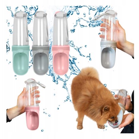 2x Tragbare, praktische Hunde-Trinkflasche mit Napf