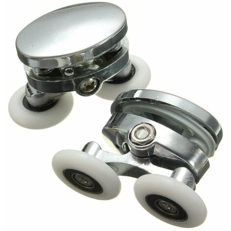 Uxcell 23 Mm Shower Door Rollers, Double Shower Door Runners Wheels Pulleys Guides Plastic Top Wheels With Anti-Collision Block & Screws For Glass Doors 4-6mm Silver 8 Pcs