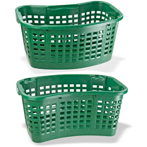 2x Universalkorb 35 Liter grün Wäschekorb Brennholzkorb Obstkorb Kartoffelkorb