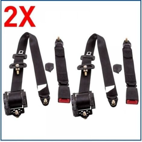 BAZYWTYH 2X Universel 3 Point Rétractable Ceinture de Sécurité Voiture Siège ceinture