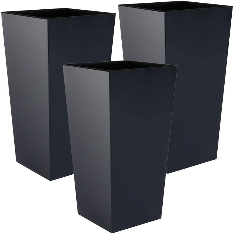 3x hauts motes Urbi 2 litres, plastique, 12,6 x 12,6 x 20 cm de couleur anthracite