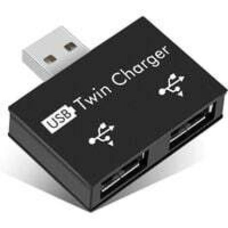 2x USB2.0 2 Ports, Concentrateur USB Portable 2 Ports, Adaptateur mâle à Double USB Femelle pour Ordinateurs Portables Ordinateurs de Bureau(Noir)