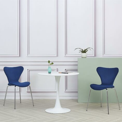 2x Velvet Navy Chairs with Silver Legs