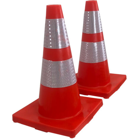 2x Verkehrsleitkegel Pylone flexibel bruchsicher reflektierend Warnkegel Leitkegel Markierungskegel