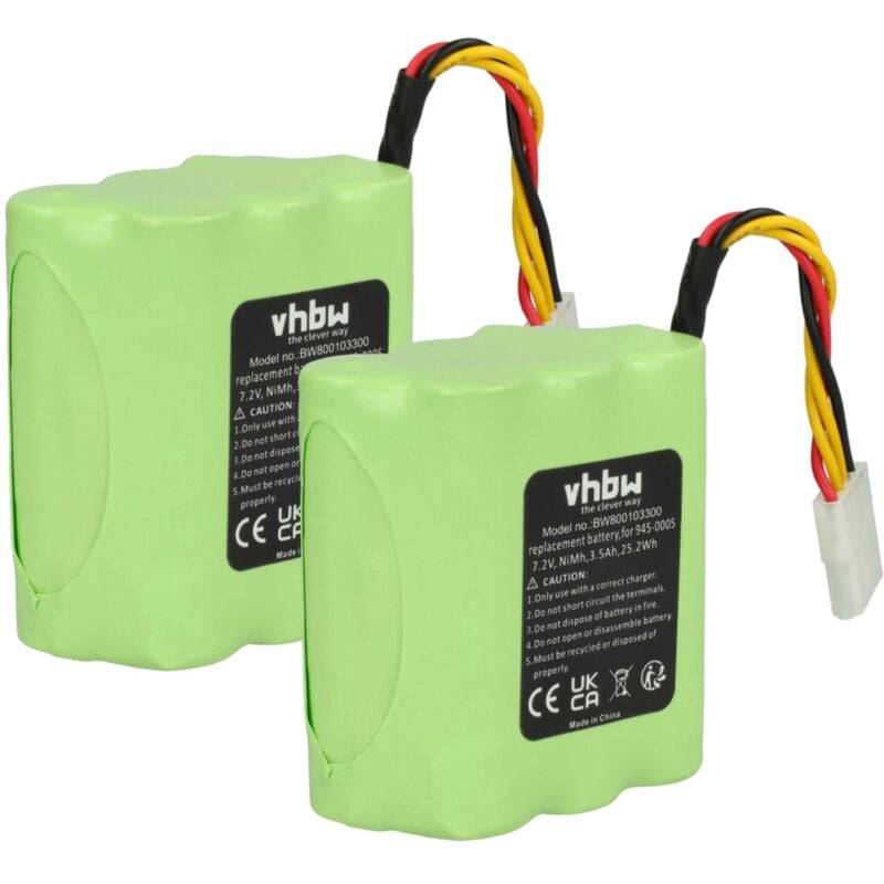 2x Batteries compatible avec Neato Robotics Signature Pro, Essential Home Cleaner Robot domestique (3500 mAh, 7,2 v, NiMH) - Vhbw