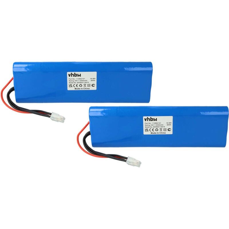 

2x NiMH batería 2000mAh (18V) para cortacésped robot cortacésped como 1128621-01, 1128621-01/6, 112862101/6, 1128621016, 1192119010, 535120901 - Vhbw