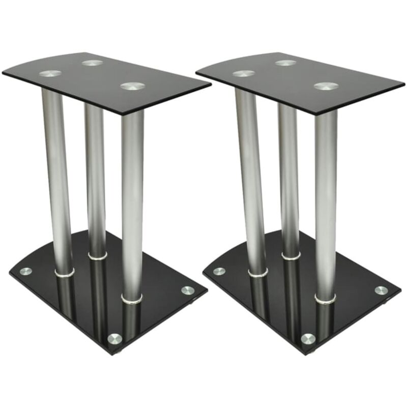 

Vidaxl - Soporte para altavoz, de cristal negro y aluminio, 2 unidades - Negro