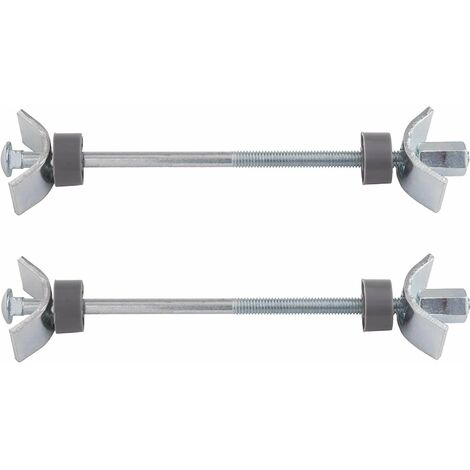 2x vis relieuse pour plan de travail M6 x 100mm avec étrier fixation et bague plastique ferrure assemblage jonction panneaux bois meuble lit goujon connecteur