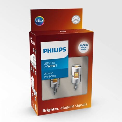 2x W5W 24V 4000K Philips Ultinon Pro6000 SI Lampe de signalisation pour poids lourd 24961WU60X2