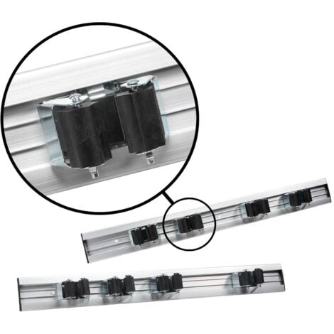 WORKPLUS 2x Wandhalter Werkzeugleiste für Gartengeräte Besen Rundstiele Klemmleiste