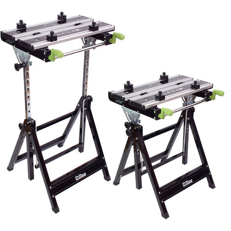 2x Werkbank Premium Alu klappbar höhenverstellbar 7 Stufen Werktisch Schnellspanner, bis 90° neigbar