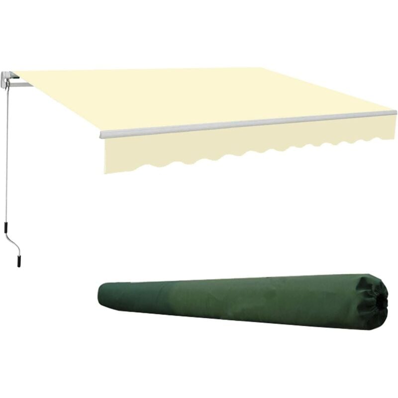 2x1.5m Garden Patio Manual Sun Shade Shelter Retractable Canopy - Beige