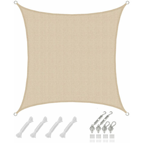 2x2 Vela Solare Quadrata - Tenda da Sole Traspirante - Tendalino con Fissaggio
