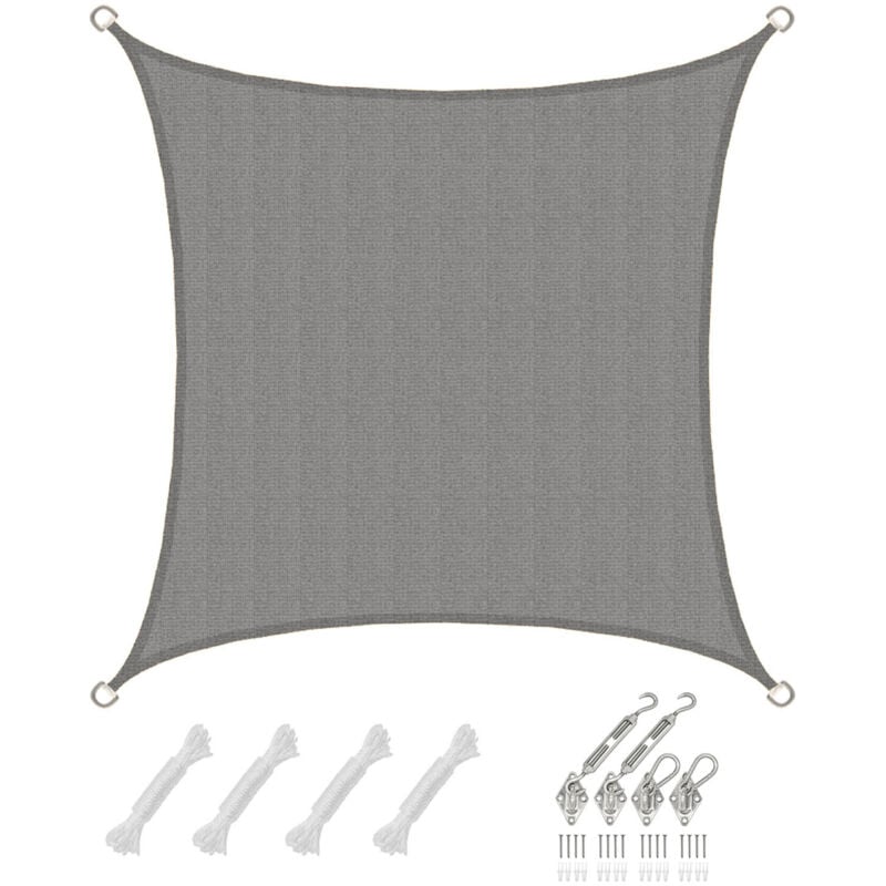 Amanka - 2x2 Voile d'Ombrage Carrée Respirante - Toile de Jardin avec Fixation Acier Inox