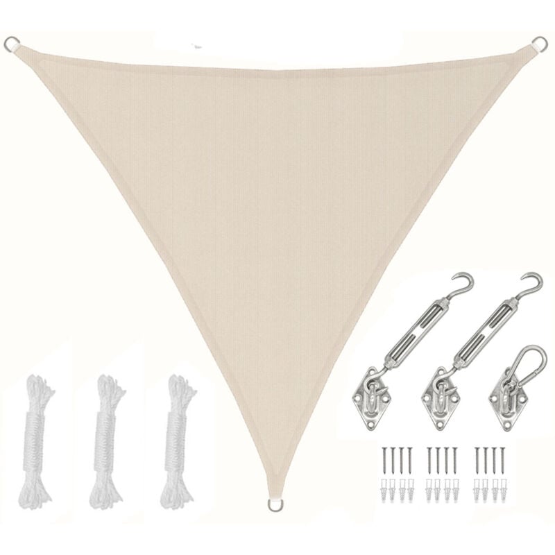 Amanka - 2x2x2 Voile d'Ombrage Triangulaire Étanche - Toile de Jardin avec Fixation Inox