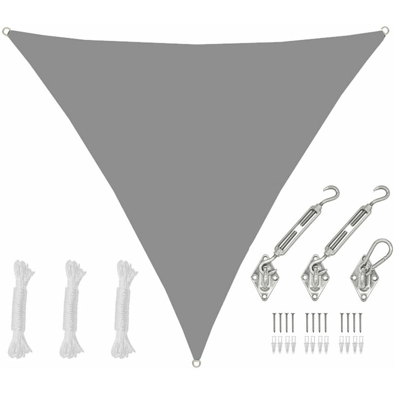 2x2x2 Voile d'Ombrage Triangulaire Étanche - Toile de Jardin avec Fixation Inox