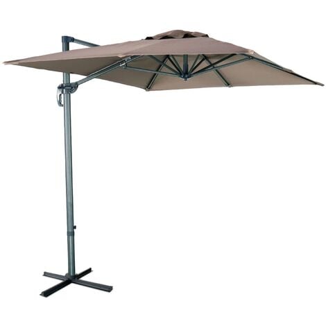 SWEEEK 2x3m rectangular cantilever parasol, Antibes, Beige-brown, 298x198x240 cm