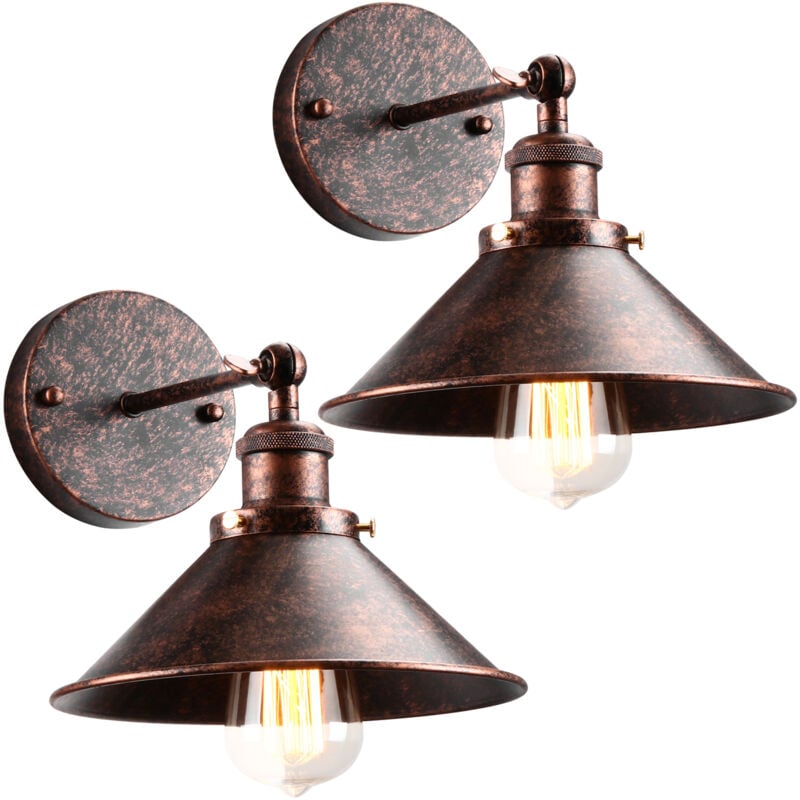 2X)Applique Murale Rétro Moderne Ø22CM Lampe Murale Vintage D'Intérieur Applique Murale Simple En Métal Ampoule E27 Pour Éclairage Intérieur