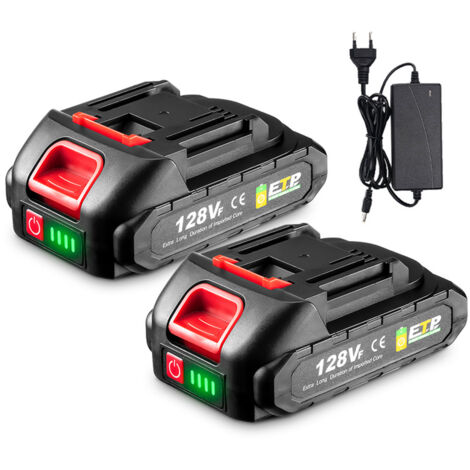 2XBatteria 128 VF, batteria sostituita al litio con display LED per la batteria Makita 18V serie B con indicatore della batteria