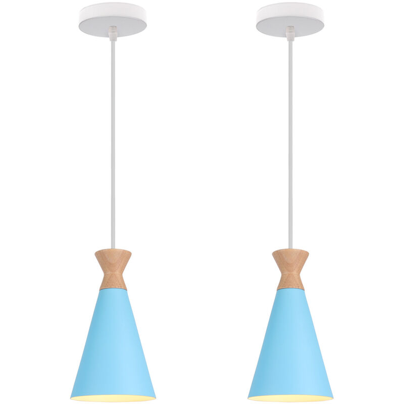 

(2X)Lámpara Colgante Industrial Moderna Colgante de Luz Retro Azul Lámpara de Techo de Diseño Escandinavo para Comedor, Cocina, Dormitorio, Oficina,