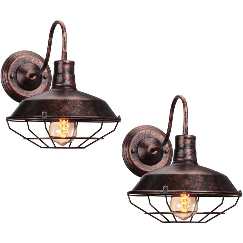 (2X)Lampe Murale Antique Applique Murale En Fer Et Métal, Applique Murale Rétro D'Intérieur Pour Café Loft Bureau 26Cm