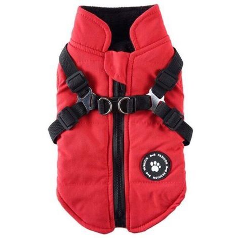 (2XL)Manteau Chien Veste avec Harnais pour Petits et Moyens Chiens imperméable Manteau Chien Veste Chaud rembourré Puffer Chien Chien vêtements Chiot Manteau de Chien