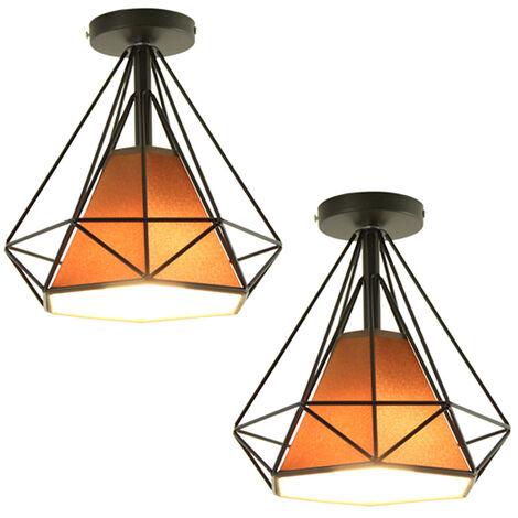 (2x)Retro Deckenleuchte Nostalgie Vintage Kronleuchter Antike Deckenleuchte 25cm Diamond Industrial Deckenleuchte Braun