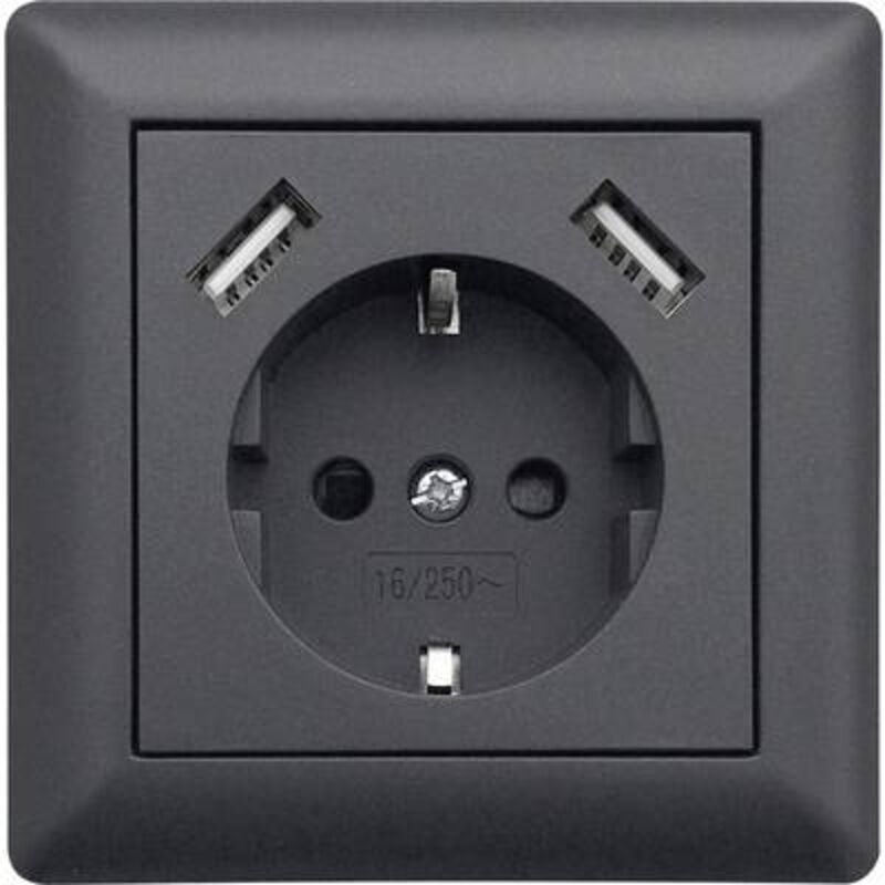 Ledmaxx Usb1003 1fach Unterputz-steckdose Mit Usb, Erhöhter Berührungsschutz Anthrazit