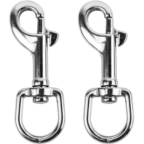 3-1/2" Mousqueton à boulon à œil pivotant, 2 pièces, 316 mousquetons en acier inoxydable à une extrémité pour la plongée/laisse pour animaux de compagnie/porte-clés/drapeau/ligne de vêtements