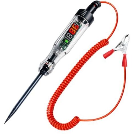 3-120V Testeur de Tension Auto 12V Test Pen avec Voyant LED Circuit Electrique Voiture Pince Crocodile Fil à Ressort Numérique DC Bidirectionnel pour Voitures Camions Motos -