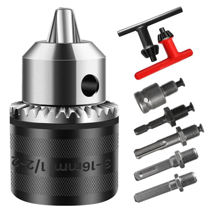 Image of 3-16 mm Bohrfutteradapter 1/2-20UNF, für Schlagschrauber/Bohrmaschine/Bohrhammer, 16 mm Schlüssel