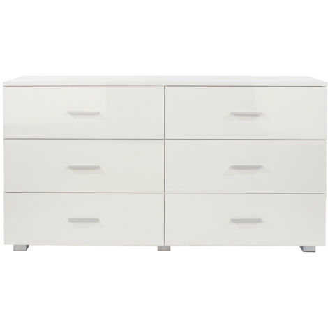 3+3 Chest of Drawers - MDP - 120 x 30 x 68.5 cm - White