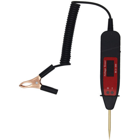 3-36V Stylo testeur de circuit de automobile, Lampe voiture de test, testeur de tension véhicule, Déterminer le positif et le négatif de la batterie, testeur electrique auto, pince crocodile