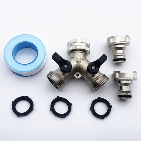 Raccord En Y Robinet Double 3/4" - Pour Machine à Laver, Arrosage - Laiton, 2 Robinets Indépendants - Installation Facile