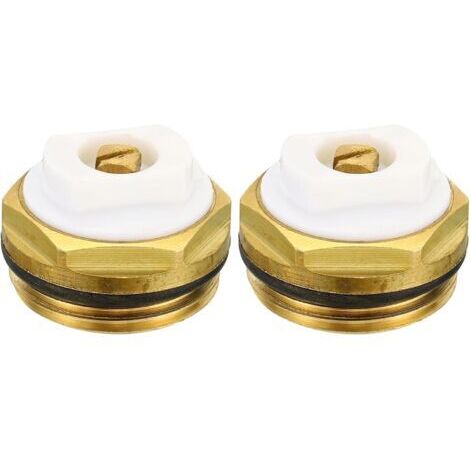 3/4" BSP Mâle Filet Manuel Radiateur Air Ventilation Bouchon Vannes, 2 Paquet Laiton Bouchon pour Radiateur Chauffage, Or Blanc