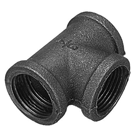 3/4'' Gleiches T-Stück 3 Tempergussrohr Schwarze Rohrverschraubungen Innenrohrverbinder - 3/4 Zoll, DN20 (2 Stück)