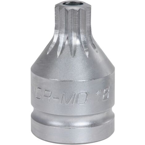 3/4" Kraft-Bit-Stecknuss Vielzahn mit Bohrung, kurz, M18