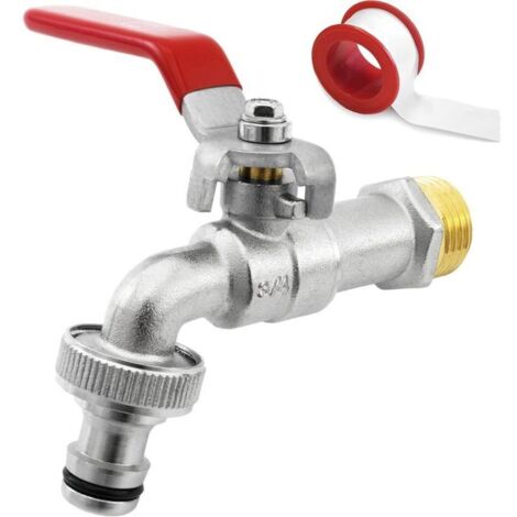 3/4'' Pouce (20/27) Robinet d'eau en Laiton de Qualité Supérieure, Résistant à la Rouille et au Gel + Raccord de Tuyau