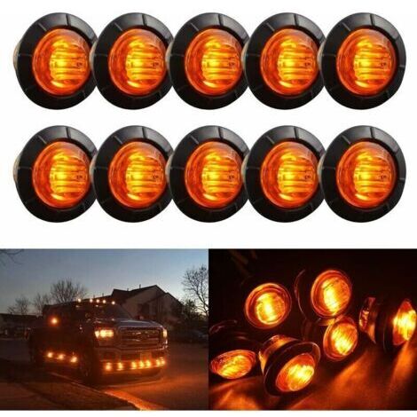 3/4 Pouce Ambre Jaune Rond LED Ampoules Indicateurs DC 12 V Voiture Tronc Feux Arrière Feu De Frein Marqueurs Latéraux Liquidation Feu De Repérage (Pack de 10)