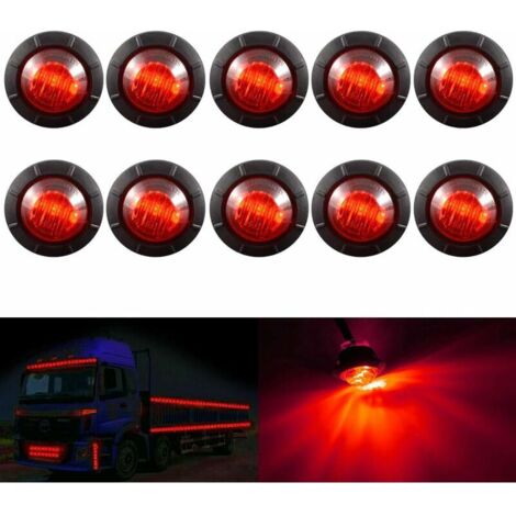 3/4" Runde LED-Blinker vorne, hinten, seitlich, wasserdicht, Bullet-Positionsleuchte, 12V, für Auto, LKW (Rot)
