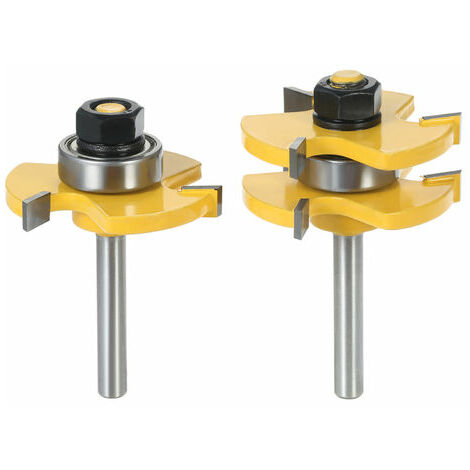 3/4" Stock 1/4" Tige Languette et Rainure Routeur Jeu de 3 Dents en Forme de T Fraise à Bois, 2 pcs