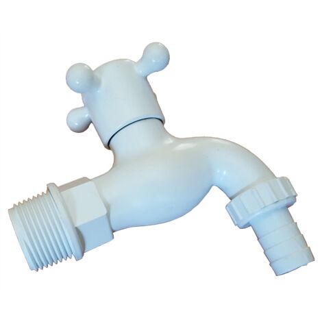 3 4 White Plastic Outdoor Garden Watering Tap Valve With Hose