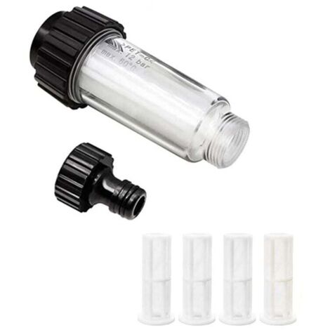 3/4-Zoll-Wasserfilter-Set, Wasservorfilter mit 4 Filtern und Schnelladapter für Hochdruckreiniger, Gartenpumpe, Gartenbewässerung, Wohnmobil