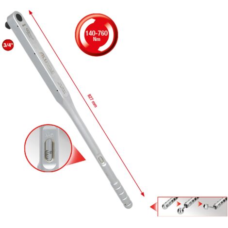 3/4"ALUTORQUEprecision-Drehmomentschlüssel, 140-760Nm, Rechtsanzug, Einzelvierkant