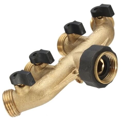 3/4pouce 4 Voies Laiton Connecteur de Robinet Pr Irrigation de Jardin Tuyau Raccord Ajutage