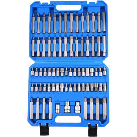 3/8" 1/2" Dr Socket Bit Set 75 Pieces Hex Star Ribe Spline CRV Tool